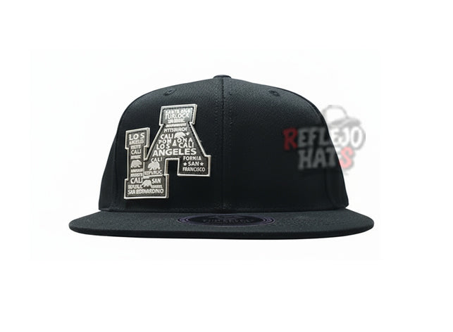 California LA Map Snapback Hat – Black