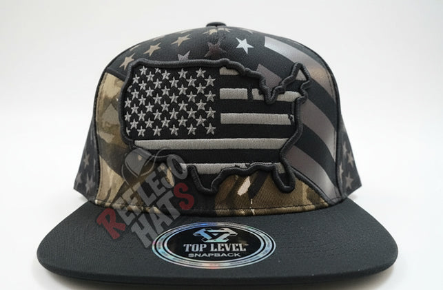 USA Flag Camo Snapback Hat