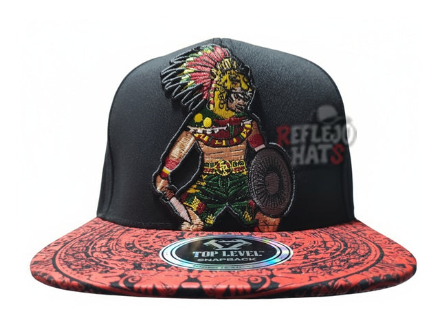 Aztec Warrior Snapback Hat – Black/Red