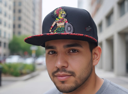 Aztec Warrior Snapback Hat – Black/Red