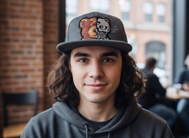 Half Bear Half Skeleton Snapback Hat – Grey