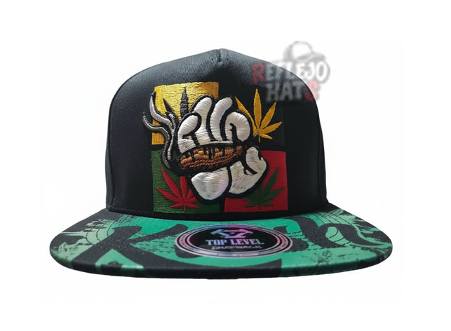Rasta Smoke Snapback Hat – Black/Green
