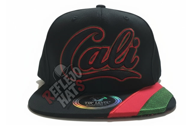 Cali Script Snapback Hat – Black/Red/Green
