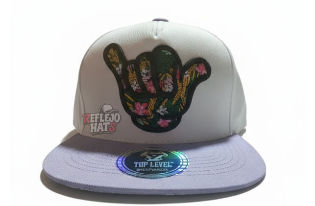 Floral Shaka Snapback Hat – White/Lavender